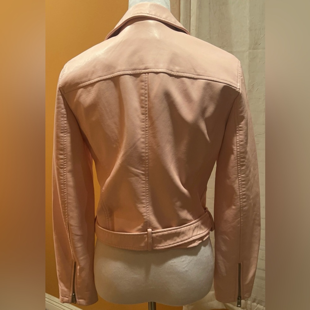 NEW | Levi’s | Women's Pale Pink Leather Jacket Coat Moto Size Small - Picture 9 of 11